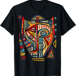 African Outsider Abstract Artwork Graphic Mask Art T-Shirt